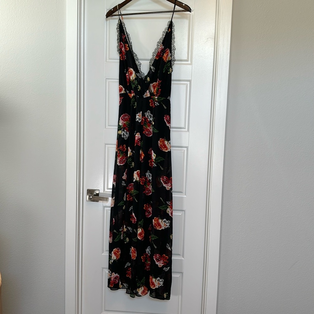 Cotton Candy - black floral maxi dress